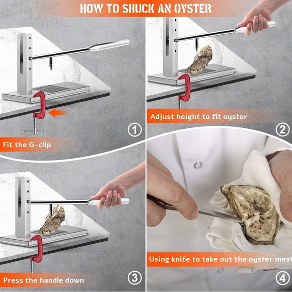 Oyster Shucker Machine Tool Set, Oyster Clam Opener, Knife, Hotel Buffets Homes - Picture 3 of 13